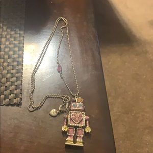 Betsy Johnson purple robot extra long necklace